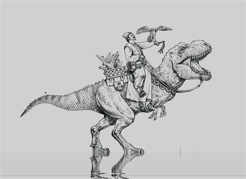 DB-DINO III  Man riding Tyranasaurus