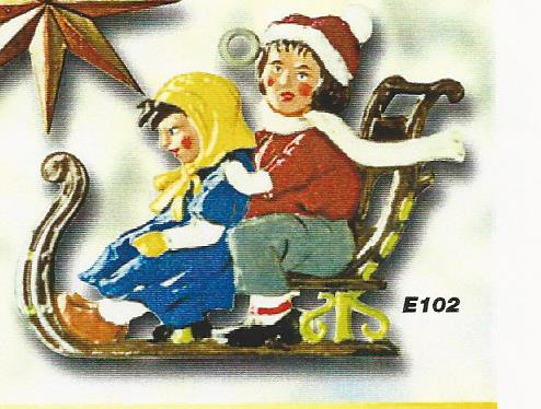 HME102 Two Children Sleighing - ornament