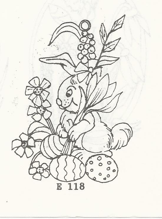 E118 Easter Bunny with Eggs & Flowers