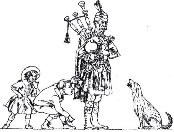 RS38 Scottish Piper w/Children & Dog - risque'